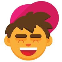 Smiling boy face wearing pink hat. vector