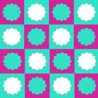 Seamless pattern with colorful cloud shape on pink and green checked vector