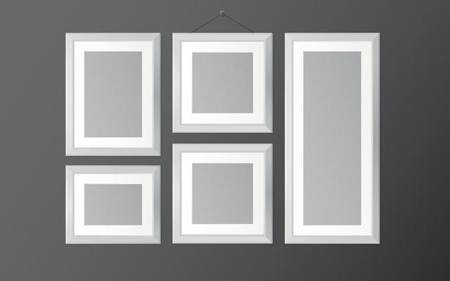 Frames realistic in paper art style on white background. Design element. Vector design. Vector background. Creative concept. Modern style. Black photo frame template. Texture backdrop.