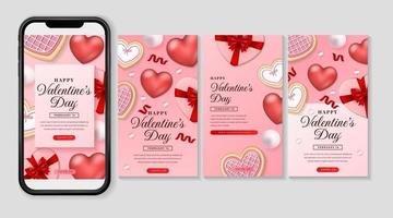 valentine day social media post template vector