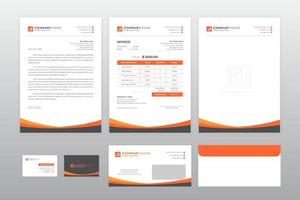 set of letter head, invoice, business card and envelope design vector