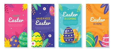 Cute Easter Greeting Card Template Background vector