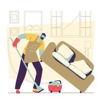 Man Spring Cleaning concept vector