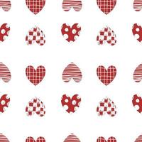 Hearts with pattern on white background. Hand drawn hearts pattern. Seamless pattern. Valentine's day decorative pattern vector