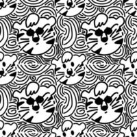 Seamless art pattern. Seamless tiger. Cloth decoration patterns. Decorate bags and clothes. Hand drawn lines. vector