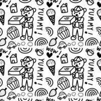 Seamless pattern in black and white. Cartoon lines. Decorative patterns, packaging, daily products. delivery. vector