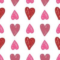 Hearts seamless pattern. Hand drawn hearts on a white background. Valentine's Day decoration pattern. vector