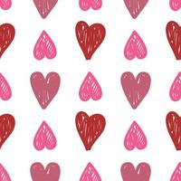 Hearts seamless pattern. Hand drawn hearts on a white background. Valentine's Day decoration pattern. vector