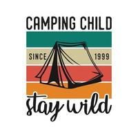 tipografía vintage retro montaña camping senderismo eslogan camiseta diseño ilustración vector