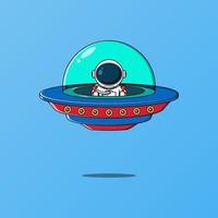 Cute astronaut driving spaceship ufo, Vector illustration eps.10