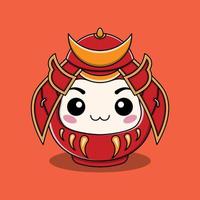 lindo japonés daruma samurai, ilustración vectorial eps.10 vector