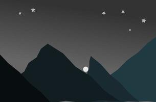 paisaje con luna y diseño de imagen de fondo de icono plano vector