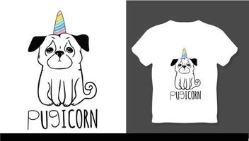 diseño de camiseta con icono de amante de perros y pug vector