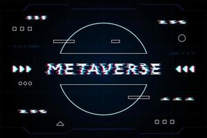 Diseño de vector de texto de falla de metaverso, metaverso es un mundo de tecnología virtual que sucederá en el futuro.