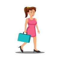 flat design of cartoon character of woman goes to workplace vector