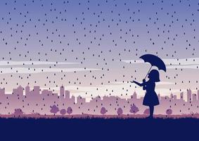 People - 13 Girl rain vector