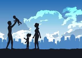 silhouette design of happy and warm family