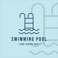 escaleras en la piscina logo línea arte simple minimalista vector ilustración plantilla icono diseño gráfico