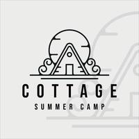 cottage or cabin logo line art vintage vector illustration template icon graphic design. summer camp sign or symbol for adventure travel