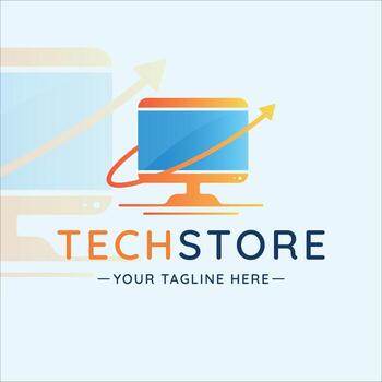 tech store logo minimalist vector illustration template icon graphic design. computer flat symbol for business and company concept