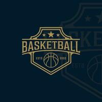 basketball logo line art simple vector illustration template icon graphic design. sport sign or symbol for team or club league and competition concept with badge and typography style