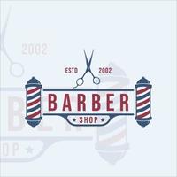 barbería logo vintage vector ilustración plantilla icono diseño gráfico. símbolo de tijeras para negocios con estilo retro