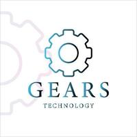 gears logo line art gradient color vector illustration template icon graphic design