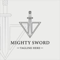 sword logo line art simple minimalist vector illustration template icon graphic design. swords sign or symbol for company with backgrounds