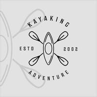 kayak or canoe and paddle logo line art simple minimalist vector illustration template icon graphic design. kayaking or rowing sign or symbol for business sport and travel