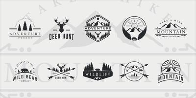 set of vector adventure mountain outdoor vintage logo symbol illustration design,  bundle collection of various  wildlife icon