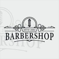 barber shop logo vintage vector illustration template icon graphic design. salon haircut symbol for business typography retro style