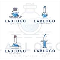 set of beaker lab logo line art vector illustration template icon graphic design. bundle collection of various liquid lab concept for company