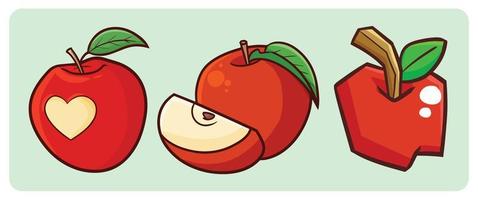 ilustración de dibujos animados de manzana roja vector