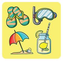 Summer items cartoon illustration vector