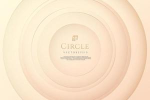 Abstract radial circle paper cut layer in cream, light brown and gold background. Modern futuristic concept. Luxury and elegant, Can use for cover template, poster, banner web, flyer, print ad. vector