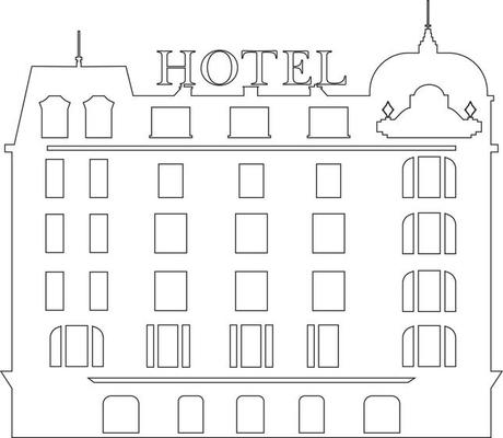 Royal Hotel Sticker on white background. Black and white hotel icon symbol. Vector hotel sticker