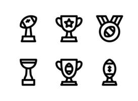 conjunto simple de iconos de línea vectorial relacionados con el fútbol americano. contiene íconos como trofeo, medalla y más. vector