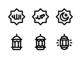 Simple Set of Ramadan Decoration Related Vector Line Icons. Contains Icons as Allah Calligraphy, Lantern and more.