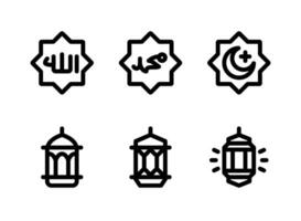 Simple Set of Ramadan Decoration Related Vector Line Icons. Contains Icons as Allah Calligraphy, Lantern and more.