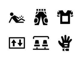 conjunto simple de iconos sólidos vectoriales relacionados con el fútbol americano. contiene íconos como lesión, pantalón, jersey y más. vector