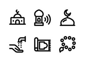 Simple Set of Ramadan Related Vector Line Icons. Contains Icons as Mosque, Minaret, Dome and more.