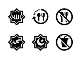 Simple Set of Ramadan Related Vector Solid Icons. Contains Icons as  Allah Calligraphy, Fasting, No Eating and more.