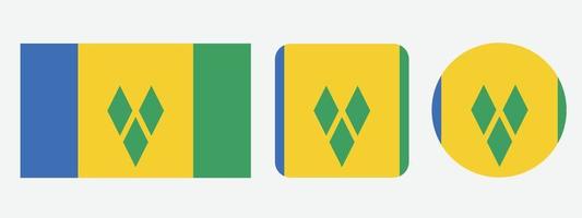 icono de la bandera de san vicente y las granadinas. conjunto de iconos web. colección de iconos plana. ilustración vectorial sencilla. vector