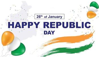 Happy Republic Day of India - 26 January. Patriotic illustrations with the Indian flag. Template for banner or poster. vector
