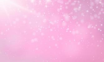 Pink bokeh background with shiny stars and falling lights