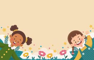 Childrens Day Background With Little Girls vector