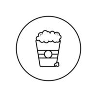 Popcorn line icon. Pop corn, bucket, box. Cinema concept. Vector illustration can be used for watching movie, takeaway food, snack.