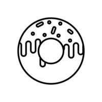 Donut , doughnut with frosting and sprinkles line art vector icon design for food apps and websites.