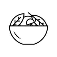 ensalada en icono de línea delgada de tazón. comida sana. diseño vectorial moderno para barra de ensaladas. vector