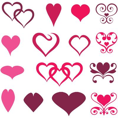 Love hearts flourish. Heart shape flourishes, ornate hand drawn romantic hearts and valentines day symbol, valentine line sketch sign. Isolated vector icons set